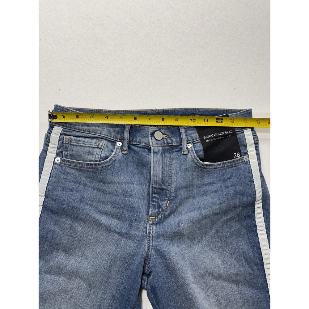Banana Republic Jeans Womens 28 Blue Wash Mid Rise Skinny Crop Stripe 28x27.5 - Picture 8 of 15